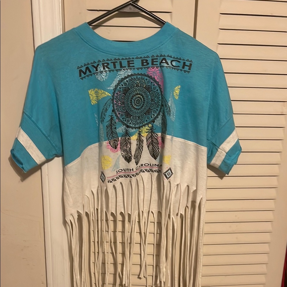 Kids Fringe T-Shirt - Blue and White